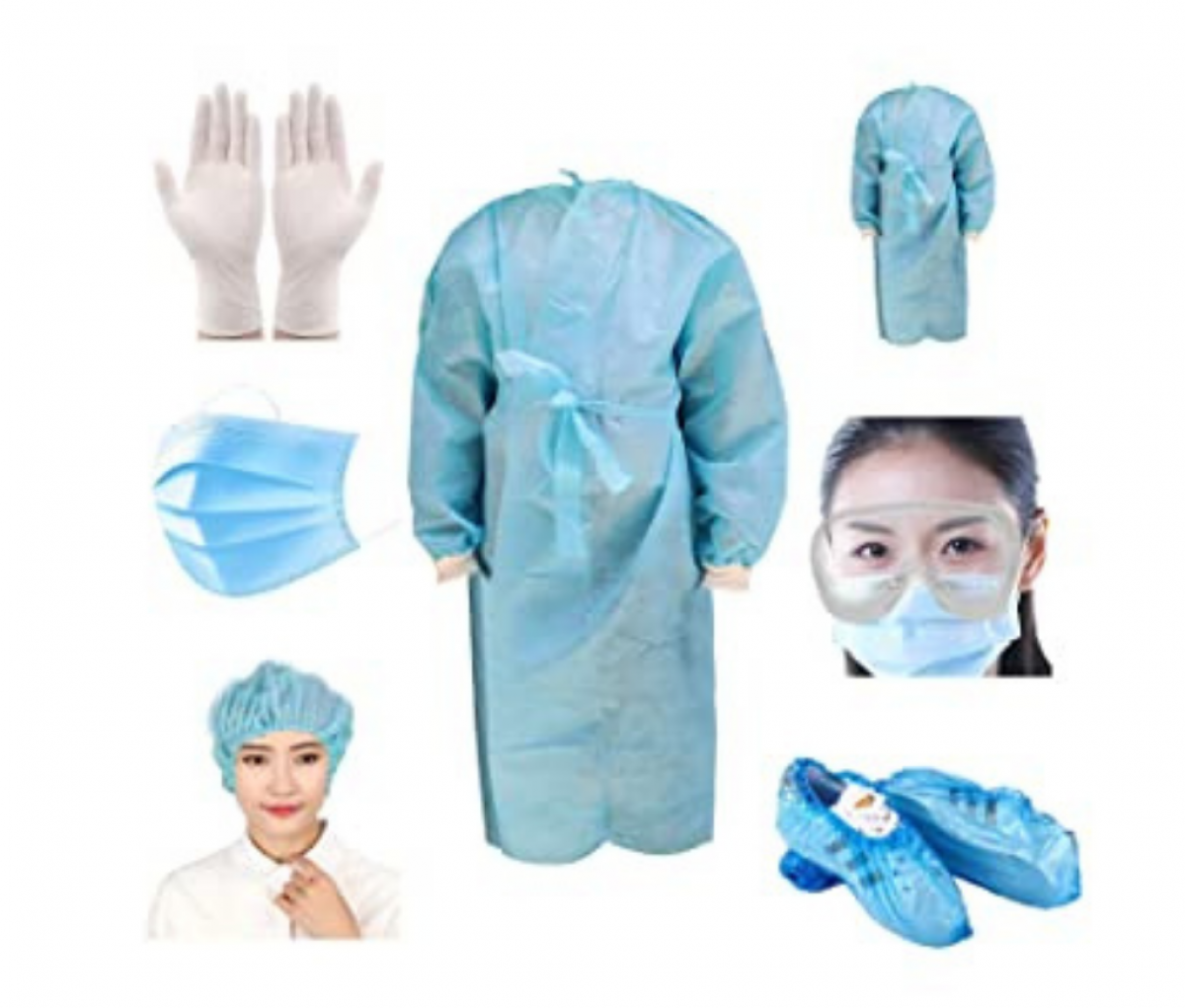 Coverall PPE Kit (Gown with head cover and shoe cover)