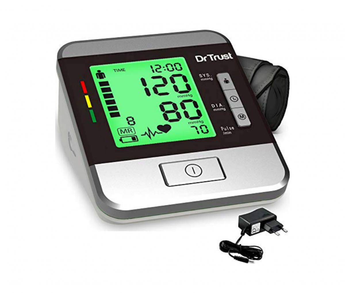 Dr Trust USA Goldline Talking Automatic Digital Blood Pressure Monitor Metallic Silver