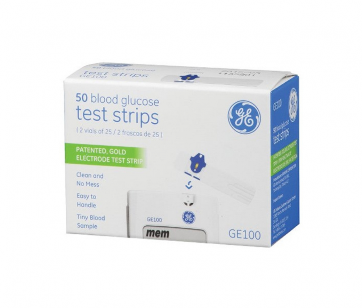 GE 100 Blood Glucose Test Strips 50\'s